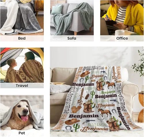 Miniatura 8 de Manta de bebé personalizada con diseño de animales del bosque, manta personalizada con nombre para niñas y niños, regalos de registro, manta suave
