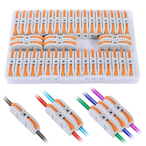 Miniatura 12 de Kit de conectores de palanca para cables eléctricos de conexión rápida, para terminales en línea compactos, 28-12 AWG, 1 entrada 1 salida, 60 piezas