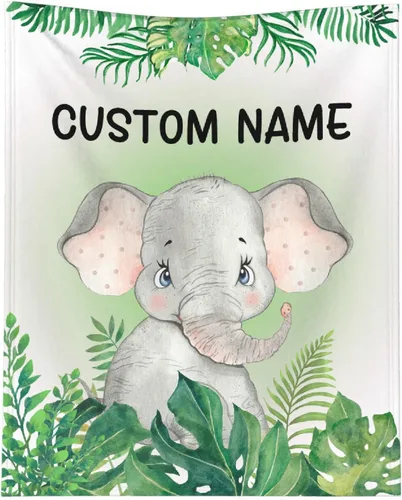 Miniatura 20 de Manta personalizada de animales bebés para niños y niñas, mantas personalizadas con nombre, manta ligera de franela suave para ropa de cama, sofá