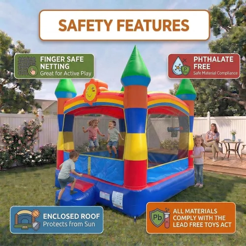 Miniatura 6 de Casa de rebote inflable con cara sonriente arcoíris de Crossover, castillo hinchable para saltar para niños y niños pequeños, rebote para saltar
