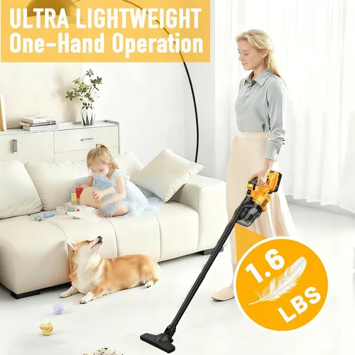 Miniatura 2 de Aspiradora inalámbrica compatible con batería Dewalt de 20 V (sin batería), 50 kPa 125 AW de succión fuerte 5 filtros HEPA Boquilla 4 en 1
