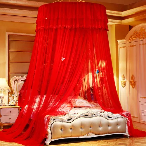 Miniatura 7 de Mengersi - Tela mosquitera en dosel con luces led en forma de estrella para cama individual, matrimonial, queen y king. Cama de niña princesa Azul