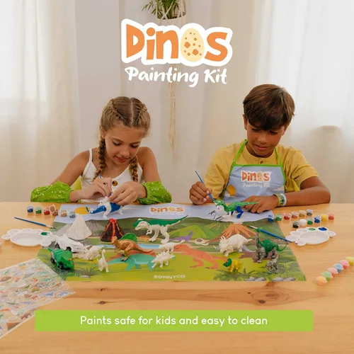 Miniatura 6 de BONNYCO Juguetes de dinosaurio para niños, kit de pintura de 16 figuras. Kits de manualidades para niños con juguetes que brillan en la oscuridad