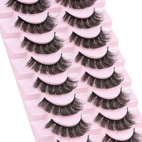 Miniatura 7 de Losha Pestañas postizas rusas rizadas DD a las que les gustan las extensiones de pestañas, paquete de 10 pares de pestañas postizas suaves (D03)