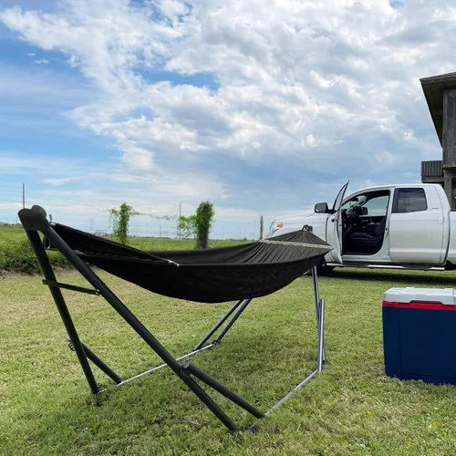 Miniatura 7 de Soporte de hamaca Tranquillo Uniki con garantía de 3 años, hamaca plegable instantánea de 30s con soporte, hamaca de camping con capacidad de 550 1.