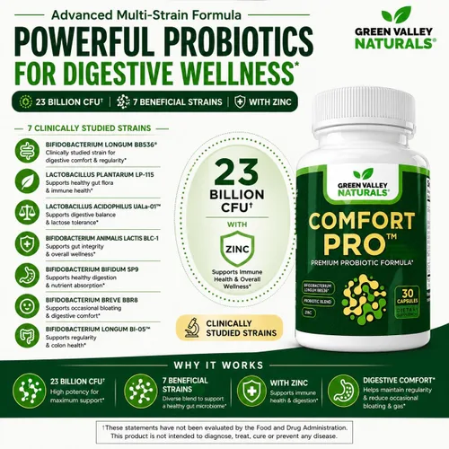 Miniatura 3 de ComfortPro™ Probióticos diarios para la salud digestiva Alivio del estreñimiento y apoyo de la hinchazón para mujeres y hombres Limpieza