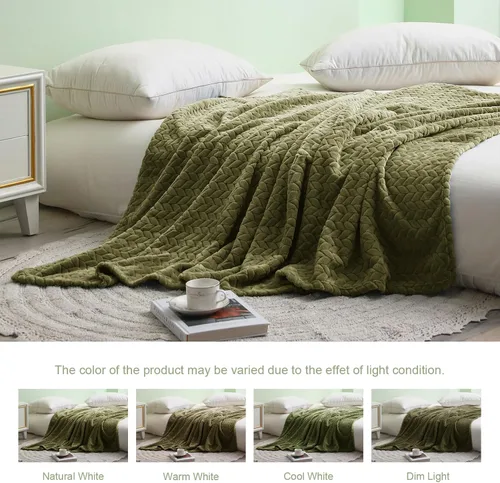 Miniatura 5 de Exclusivo Mezcla Manta de vellón tamaño King para cama, 90 x 104 pulgadas, manta de franela jacquard suave, acogedora y ligera, felpa cálida