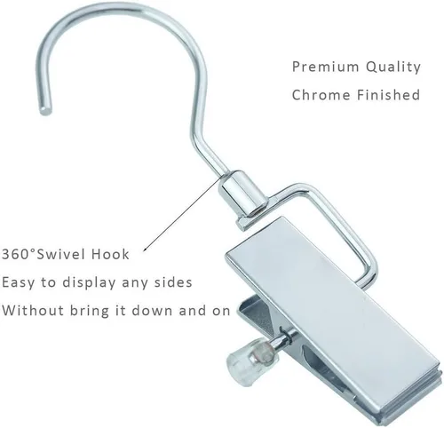 Miniatura 2 de Perchas de lavandería con ganchos giratorios para botas, clips de acero inoxidable, portátil, para viajes, ropa, toalla, paquete de 10