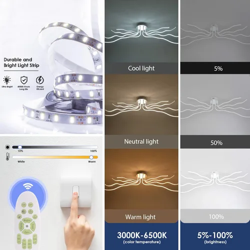 Miniatura 4 de Lámpara de techo LED moderna regulable para comedor, lámpara de cocina de lujo, 8 luces, cerca de techo, montaje empotrado