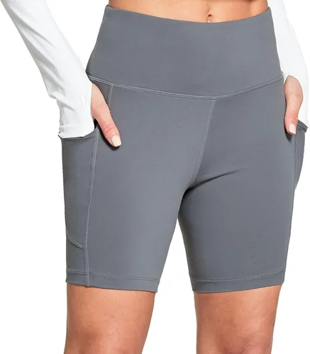 BALEAF Pantalones cortos de ciclista de cintura alta de 68 pulgadas para mujer, con bolsillos, para gimnasio, entrenamiento, yoga, correr, atletismo