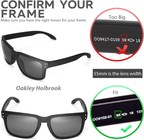 Miniatura 7 de Walleva Dos pares de lentes polarizadas de repuesto para gafas de sol Oakley Holbrook - azul hielo + rojo fuego, Revestimiento de espejo rojo fuego
