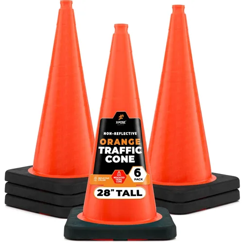 Miniatura 64 de Xpose Safety Cono de tráfico verde lima de 28 pulgadas, paquete de 4, cono de seguridad de PVC de alta calidad para estacionamiento, precaución