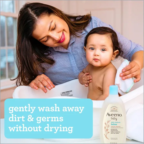 Miniatura 9 de Aveeno Baby Daily Moisture - Jabón corporal suave y champú con extracto de avena, lavado de baño y champú para el cabello 2 en 1, sin desgarros ni
