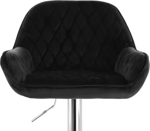 Miniatura 8 de Elama Taburetes de bar de terciopelo ajustables de 2 piezas en negro con base cromada, (ELM-221E)