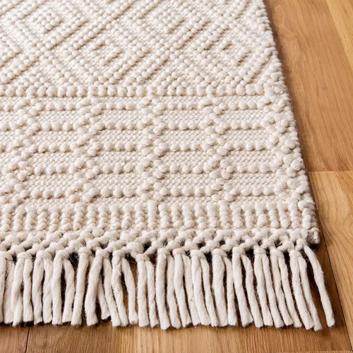 Miniatura 4 de SAFAVIEH Natura Collection - Alfombra decorativa de 2 x 3 pies, color marfil, con flecos de lana marroquí bohemia, hecha a mano, ideal para zonas