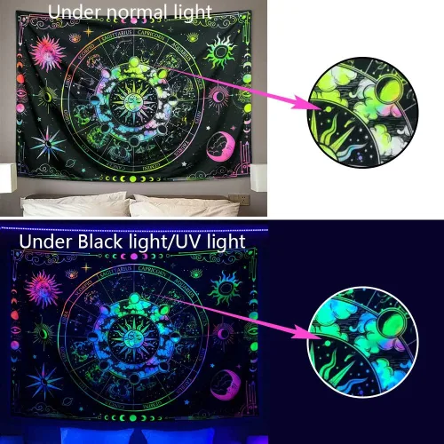Miniatura 12 de VEIGIKE Tapiz de constelación de astrología del zodiaco, colorido sol y luna, estrellas, tapices para colgar en la pared para adolescentes, niños