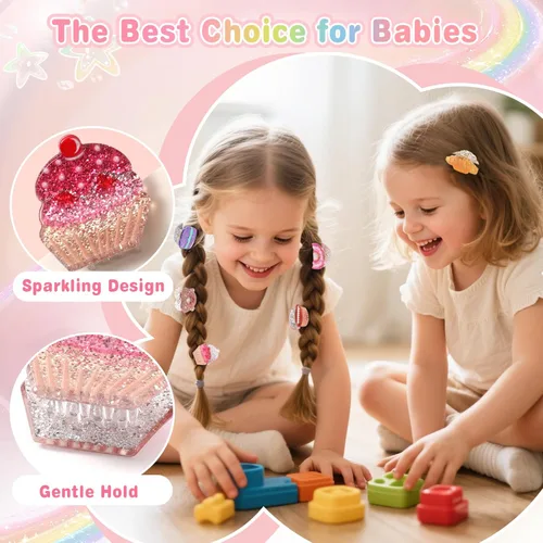 Miniatura 4 de Unbednigt Paquete de 6 pinzas para el cabello para niñas pequeñas, juego de pinzas de garra con temática de postre, accesorio de peinado sólido