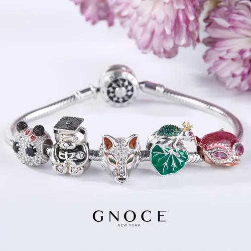Miniatura 4 de GNOCE Dijes de lobo antiguo para pulsera de plata de ley 925 con cuentas de cabeza de lobo animal para mujeres, día de la madre y hombres