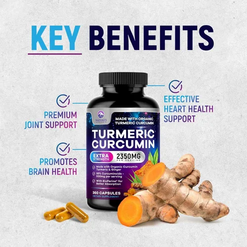 Miniatura 5 de Suplemento de curcumina de cúrcuma – 1750 mg de cúrcuma orgánica por porción – 95% curcuminoides, jengibre y pimienta negra BioPerine para una mejor