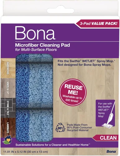 Miniatura 15 de Bona El paquete de 3 almohadillas de microfibra incluye almohadilla de limpieza para polvo, limpieza y limpieza profunda, para suelos de madera dura