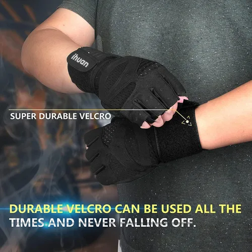 Miniatura 4 de ihuan - Guantes de entrenamiento con ventilación, unisex, protección completa de la palma de la mano; para levantamiento de pesas, entrenamiento