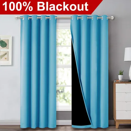 Miniatura 2 de NICETOWN Cortinas 100 % opacas de 84 pulgadas de largo, par de cortinas de ahorro de energía y bloqueo de ruido para ventana de habitación de bebé