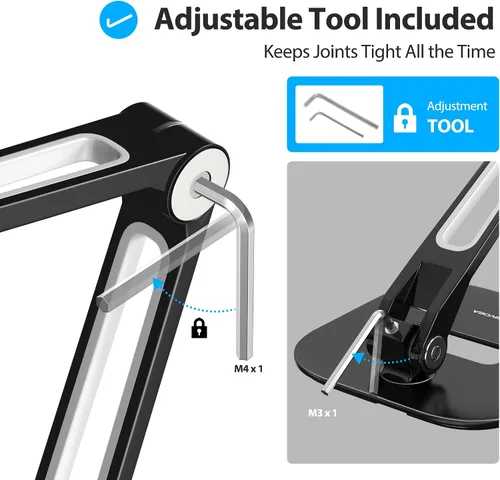 Miniatura 7 de AboveTEK Soporte para tableta, soporte ajustable para iPad multiángulo, soporte giratorio de 360° para iPad, soporte de escritorio de aluminio