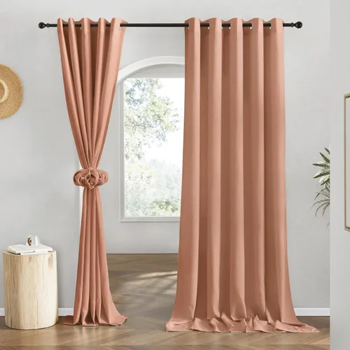 Miniatura 229 de NICETOWN Cortinas de lino natural con textura de lino para dormitorio, mezcla de lino rústica con ojales en la parte superior, semitransparentes