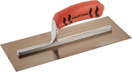 Miniatura 3 de Kraft Tool PL460PF - Paleta de yeso de acero inoxidable dorado con mango ProForm, 13 x 5 pulgadas, multicolor
