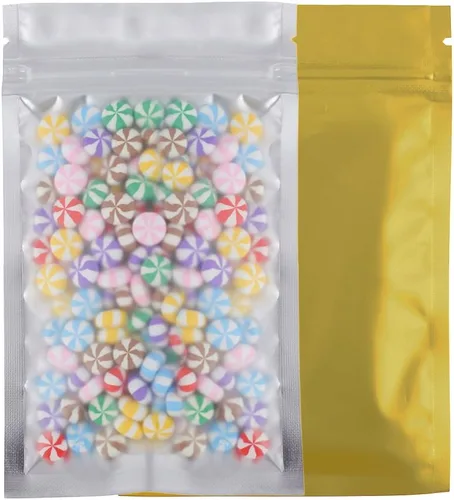 Miniatura 23 de 100 bolsas de sellado con cremallera resellables de papel metálico de color transparente esmerilado para ventana (negro, soporte 2 onzas)