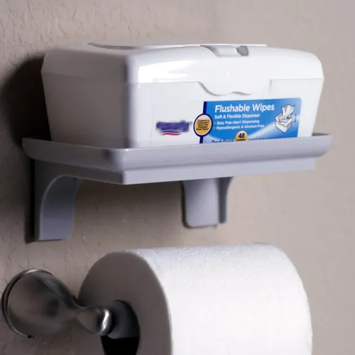 Miniatura 2 de Wonder Shelf - Estante pequeño autoadhesivo de plástico para pared de baño, se adapta sobre el soporte de papel higiénico, diseñado para teléfonos