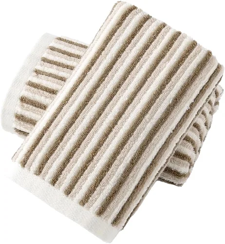 sense gnosis Juego de 2 toallas de mano texturizadas de color marrón, a rayas, súper suaves, 100% algodón, con lazo para colgar, peso ligero, de