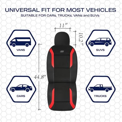 Miniatura 6 de Fundas de asiento de coche de espuma viscoelástica Skechers, fundas de asiento gruesas de malla Air Cool, fundas de asiento de coche para asientos