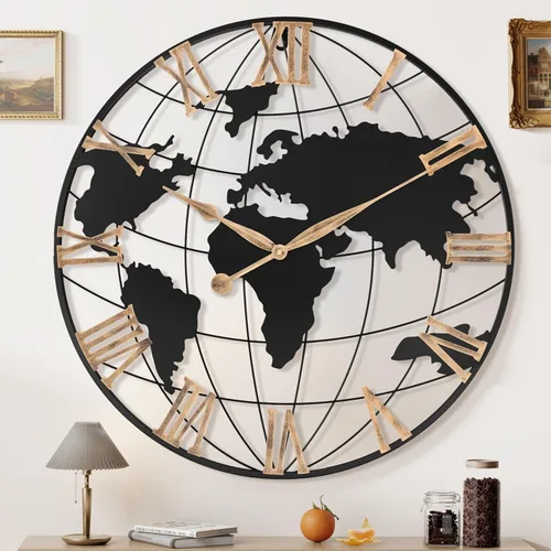 Miniatura 17 de Pytha Sight - Reloj de pared grande de 24 pulgadas, decorativo y moderno, para decoración de sala de estar, gran reloj de pared decorativo y Oro