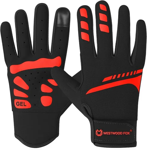 WESTWOOD FOX Guantes de ciclismo para hombres y mujeres, dedo completo, antideslizantes, para pantalla táctil, transpirables, para ciclismo de