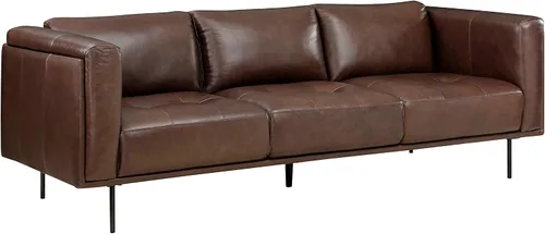 Miniatura 3 de Lexicon Sofá de cuero de grano superior, sofá moderno, sofá de gran tamaño con marco de madera maciza y patas de metal, sofás de cuero para sala