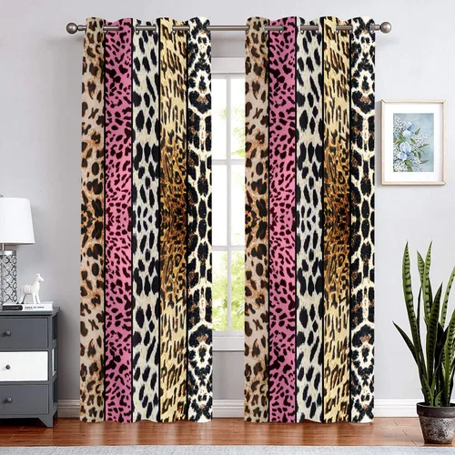 Miniatura 36 de Cortina opaca con estampado de animales salvajes, para oscurecer la habitación, con aislamiento térmico, con ojales para sala, comedor, dormitorio