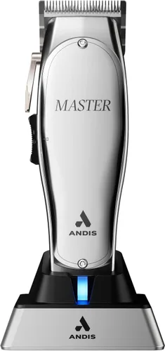 Andis 12660 Profesional Master - Cortadora de pelo con cable/inalámbrica, cortadora de pelo con hoja de acero al carbono ajustable para corte