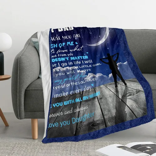 Miniatura 2 de Manta de franela de hija con texto en inglés "To My Dad", manta de franela para regalo de cumpleaños, súper suave, cálida y mullida, manta de lujo