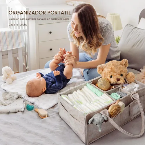 Miniatura 8 de GEMII Organizador de pañales – Organizador grande para bebés con asa para recién nacidos, artículos esenciales para niños o niñas (avena, grande)