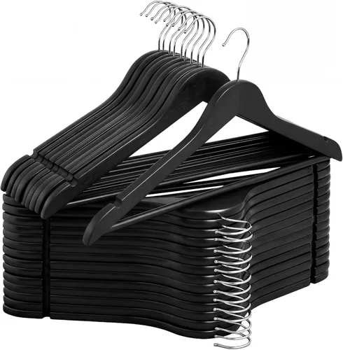 Miniatura 10 de StorageWorks Perchas de madera para armario, perchas de madera resistentes para trajes, camisas, pantalones, chaquetas, color nogal