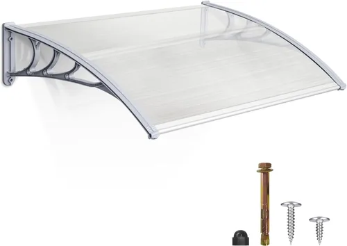Miniatura 14 de MCombo - Toldo de policarbonato para ventana de exterior de 78.2 pulgadas, lámina hueca, toldo para puerta de patio
