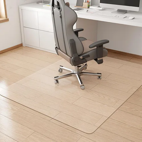 Miniatura 10 de KMAT Tapete para silla de oficina, fácil de deslizar, de madera dura, para silla rodante, protector de suelo resistente, antideslizante, rectangular