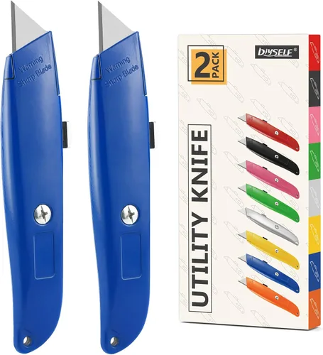 Miniatura 9 de DIYSELF Paquete de 2 cuchillos utilitarios, cortador retráctil, resistente (naranja)