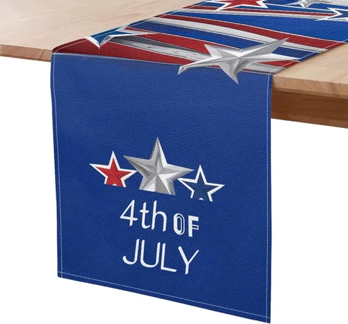 Miniatura 4 de GLENLCWE Camino de mesa largo con estrellas del 4 de julio, camino de decoración de mesa, rectangular, día de la independencia, vacaciones, cocina