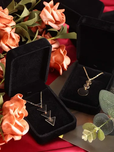 Miniatura 7 de Caja de regalo con colgante de terciopelo para collar de joyería clásica negra para Navidad, Acción de Gracias, boda, cumpleaños, caja de exhibición