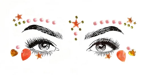 Miniatura 7 de 8 piezas de gemas de cara de sirena con purpurina, diamantes de imitación para festivales de rave, calcomanías faciales de cristales para ojos, 8