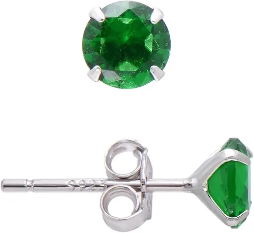 Miniatura 10 de Aretes de plata de ley con circonita cúbica verde esmeralda para mujer