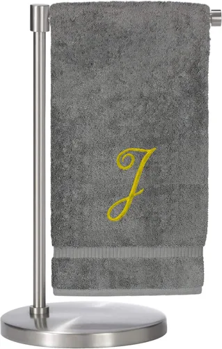 Miniatura 128 de Script R - Toalla de baño con monograma, regalo personalizado, 27 x 54 pulgadas, juego de 1 toalla bordada con texto dorado, 100% algodón turco