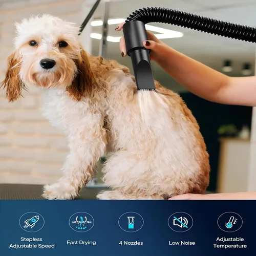 Miniatura 5 de EGFKI Secador de Perros, Soplador de Alta Velocidad de 5.2HP/ 3800W para Mascotas con 4 Boquillas, Secador de Pelo de Perros Ajustable en Velocidad